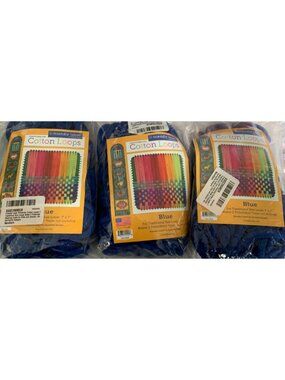 FRIENDLY LOOM Blue 3 Pc Bundle 7x7 Mini Pack Cotton Loops for Potholders